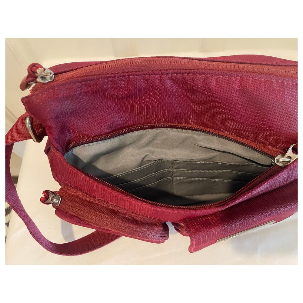 Rosetti E.T.A. Nylon Multi-Pocket Crossbody Travel Bag Purse – Maroon - Picture 7 of 10